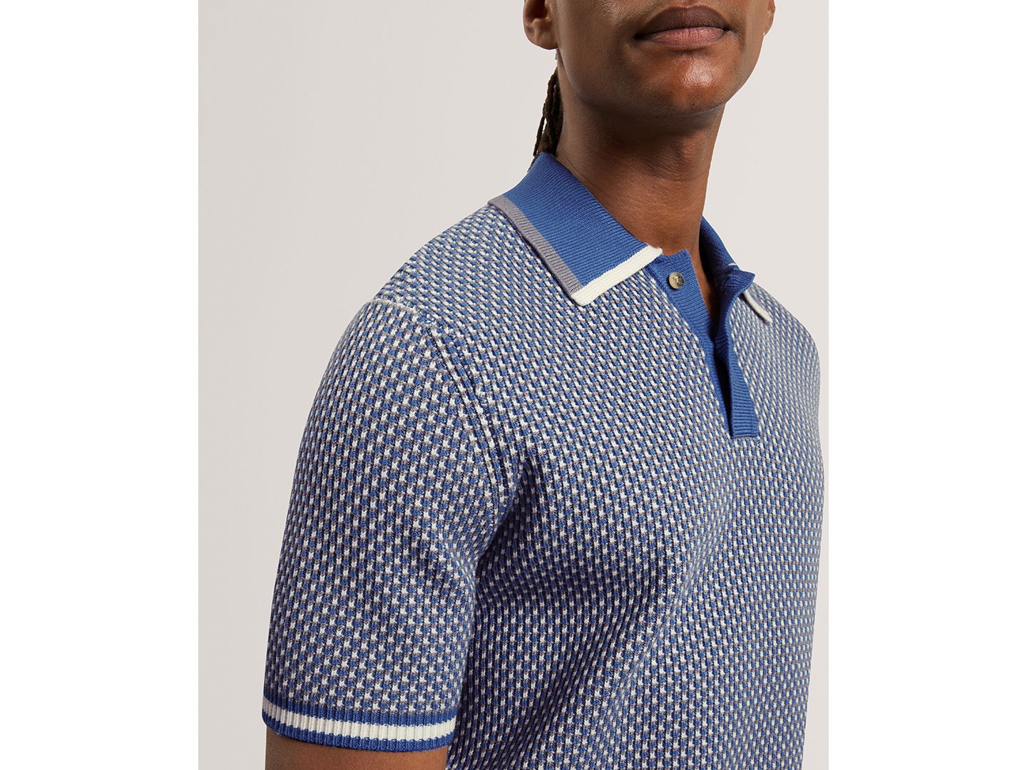 Мужское поло Ted Baker Breame Masterfully Waffle Texture Regular-Fit Polo Shirt, цвет: Синий — фото 4