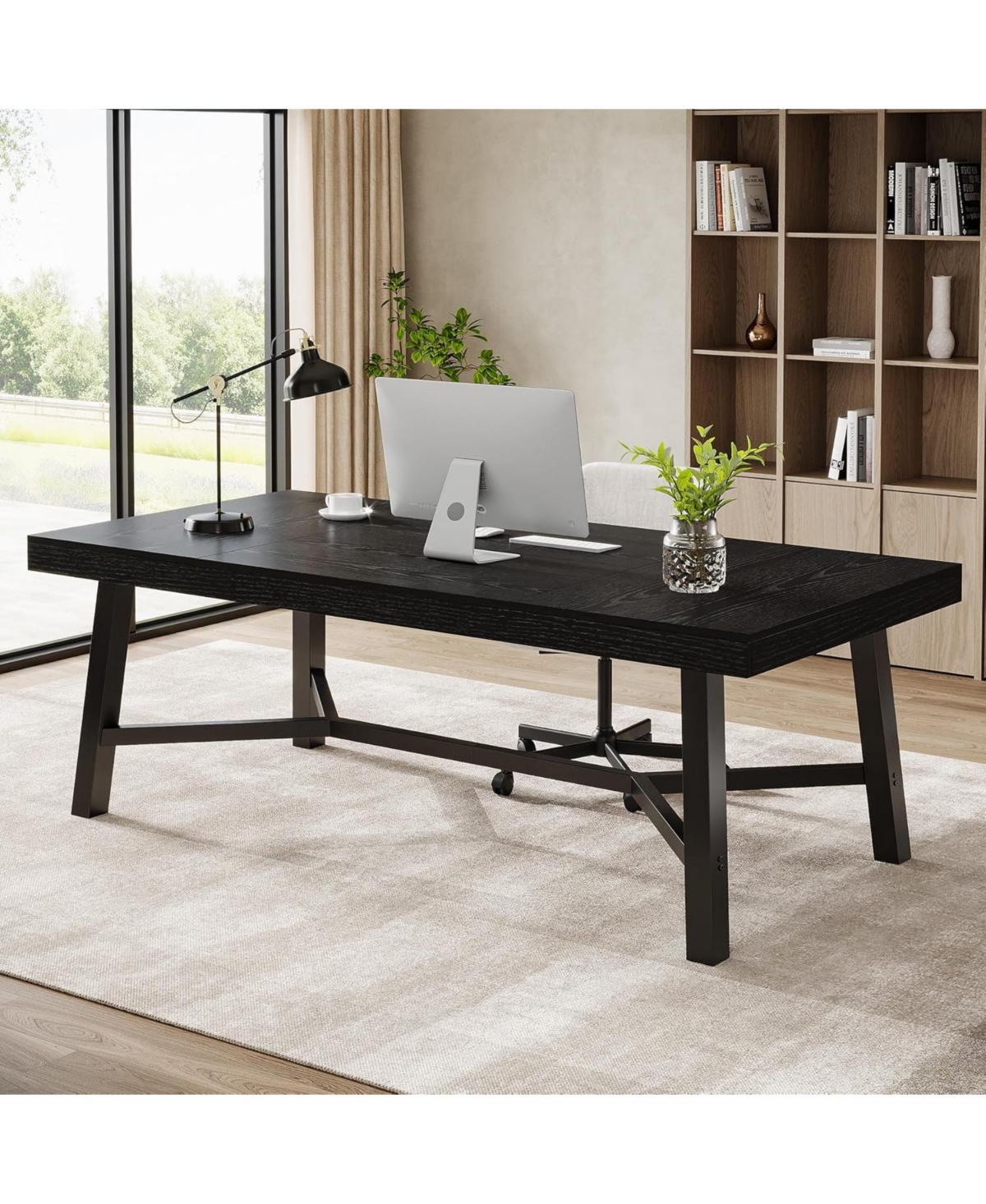 Tribesigns Executive Desk, Farmhouse Office Computer Desk with Sturdy Leg Structure, Writing Table