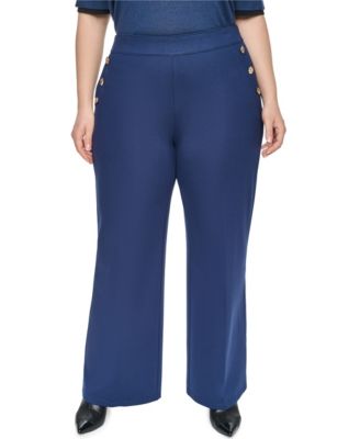 Plus Size Compression Sailor Mid-Rise Straight Pants