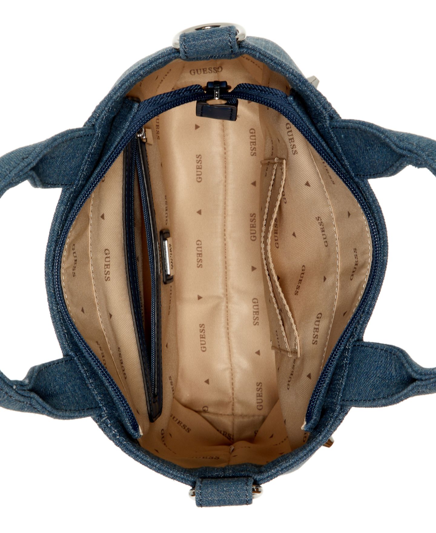 Женская сумка GUESS Sasha Small Tote Handbag, цвет: Джинсовый — фото 4