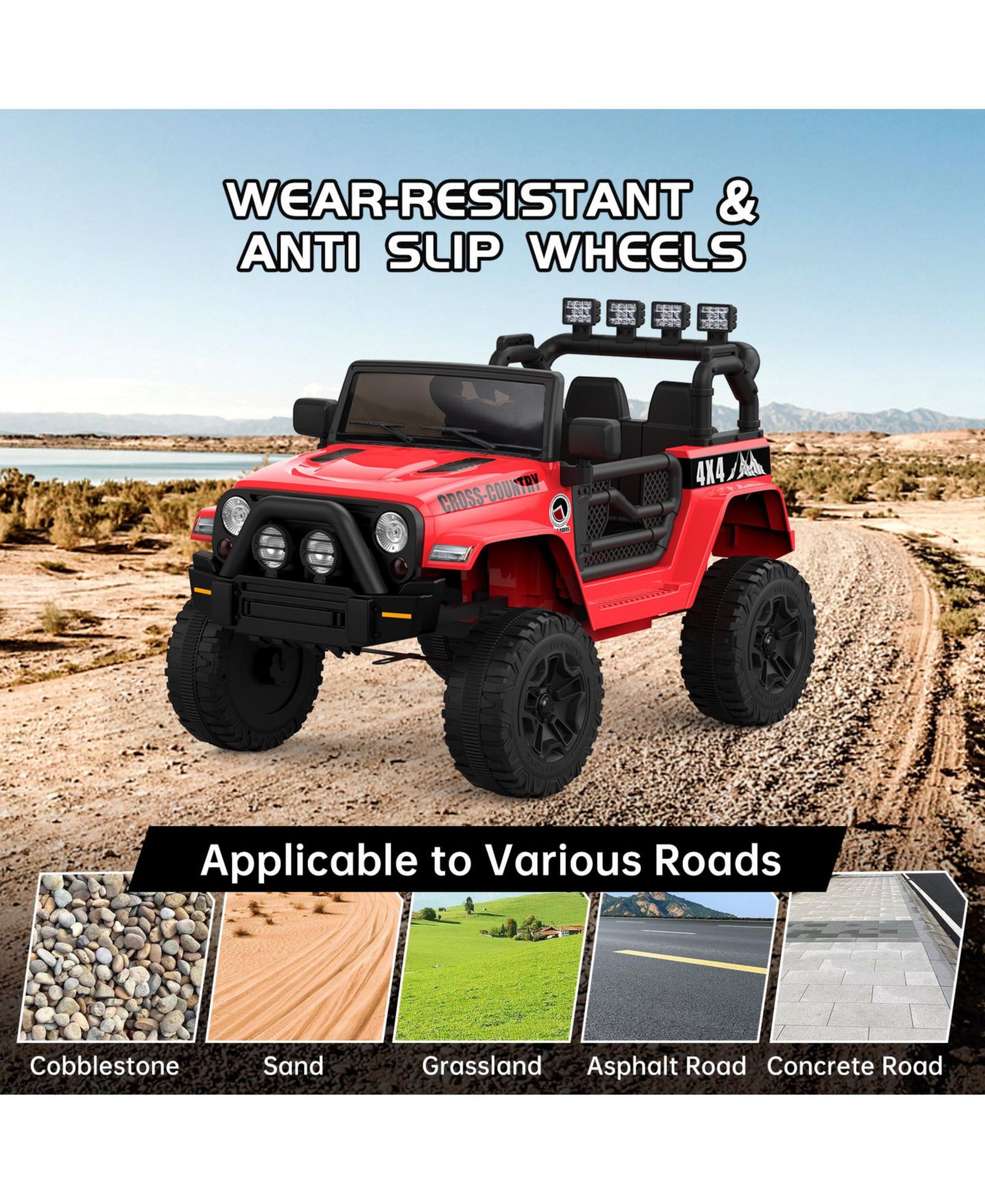 Детская игрушка homfan 2 Seater Electric Off-Road Ride-On Vehicle with Remote Control and Dual Doors, Ages 3-8, цвет: Красный — фото 6