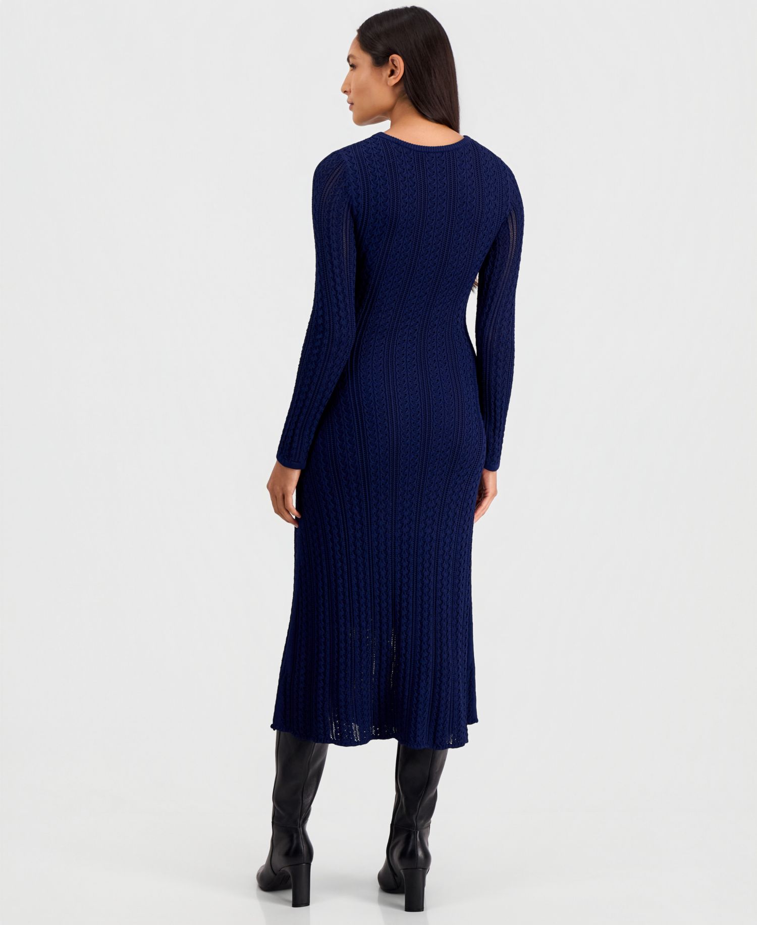 Women's Julietta Cable-Knit Long-Sleeve Midi Sweater Dress