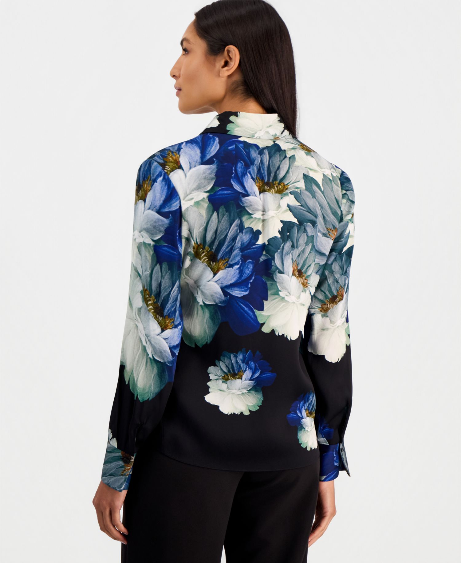 Women's Madeline Long-Sleeve Silk-Blend Floral-Print Blouse