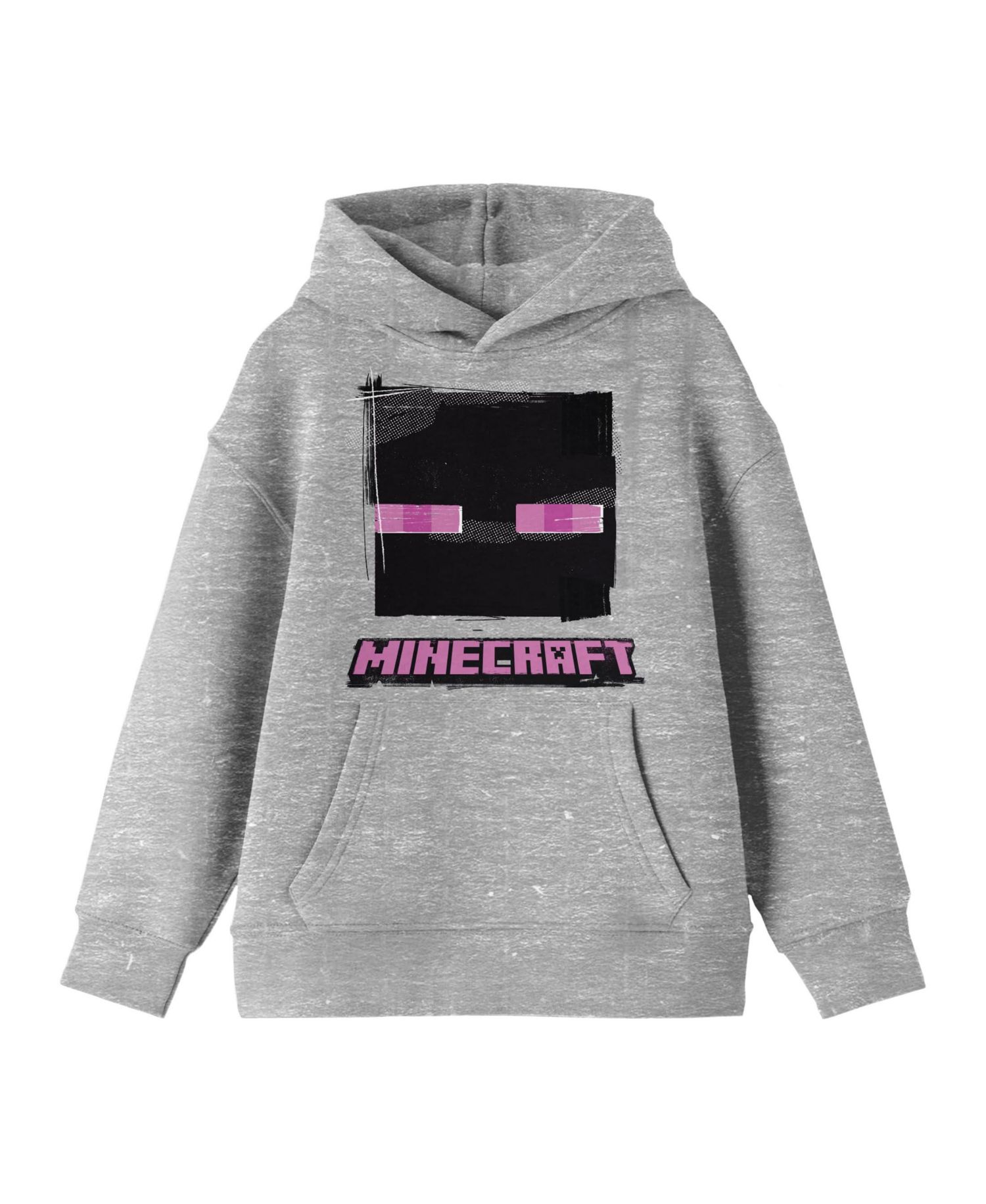 Enderman Face Long Sleeve Athletic Heather Youth Hooded Sweatshirt-Small