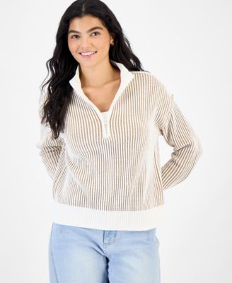 Juniors' Chenille Half-Zip Sweater 