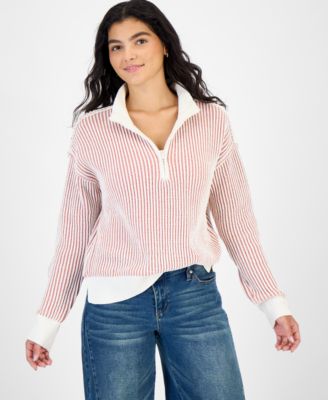 Juniors' Chenille Half-Zip Sweater 