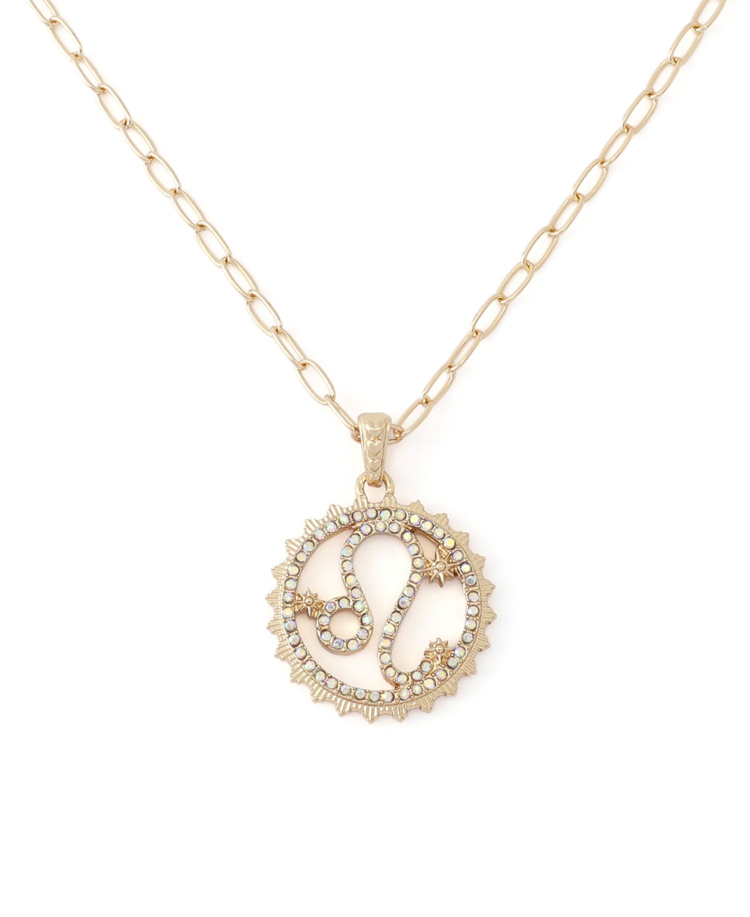 Faux-Stone Leo Celestial Pendant Necklace Charm Zodiac Set