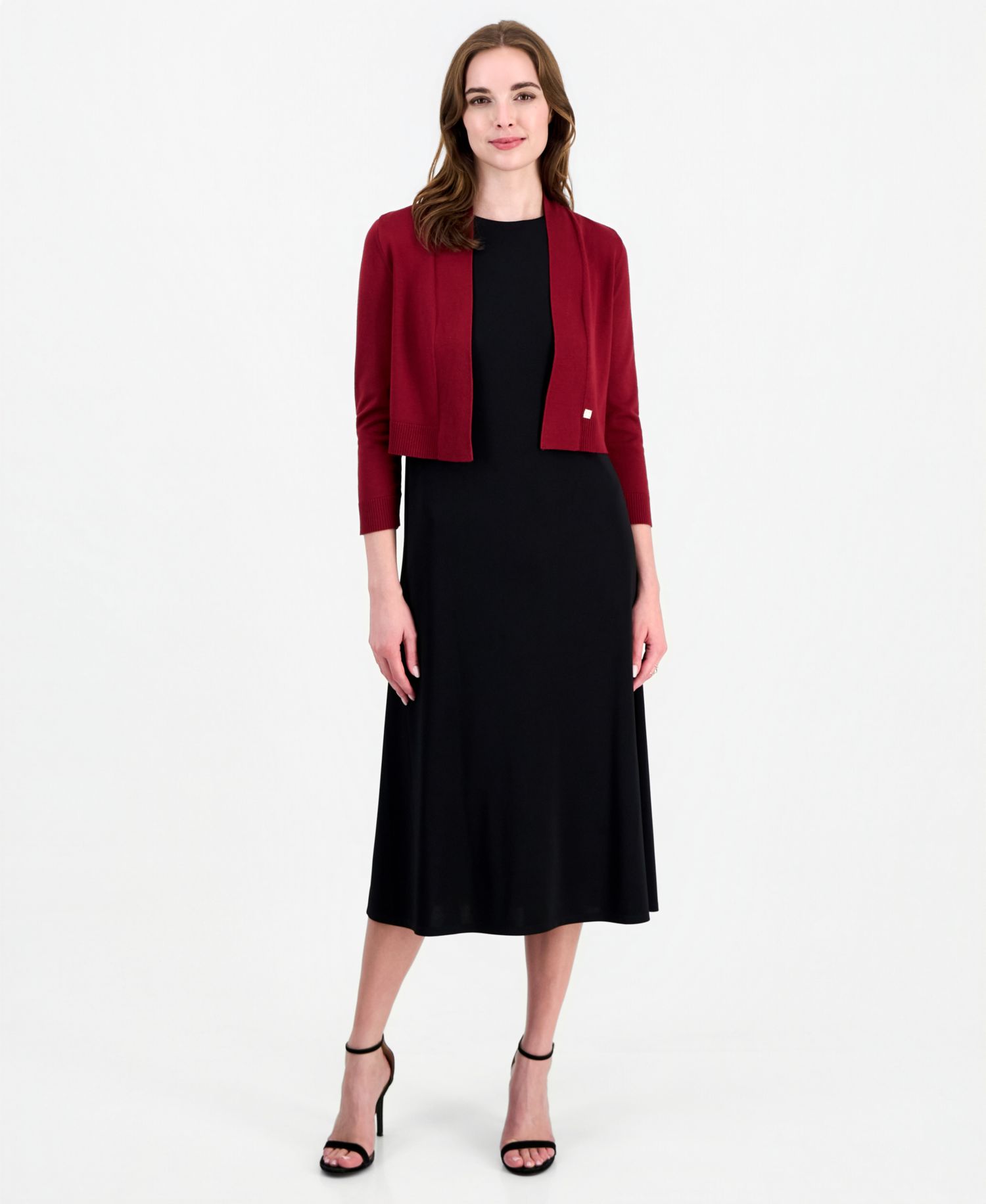 Women's Kissing Front 3/4-Sleeve Shawl Collar Shrug