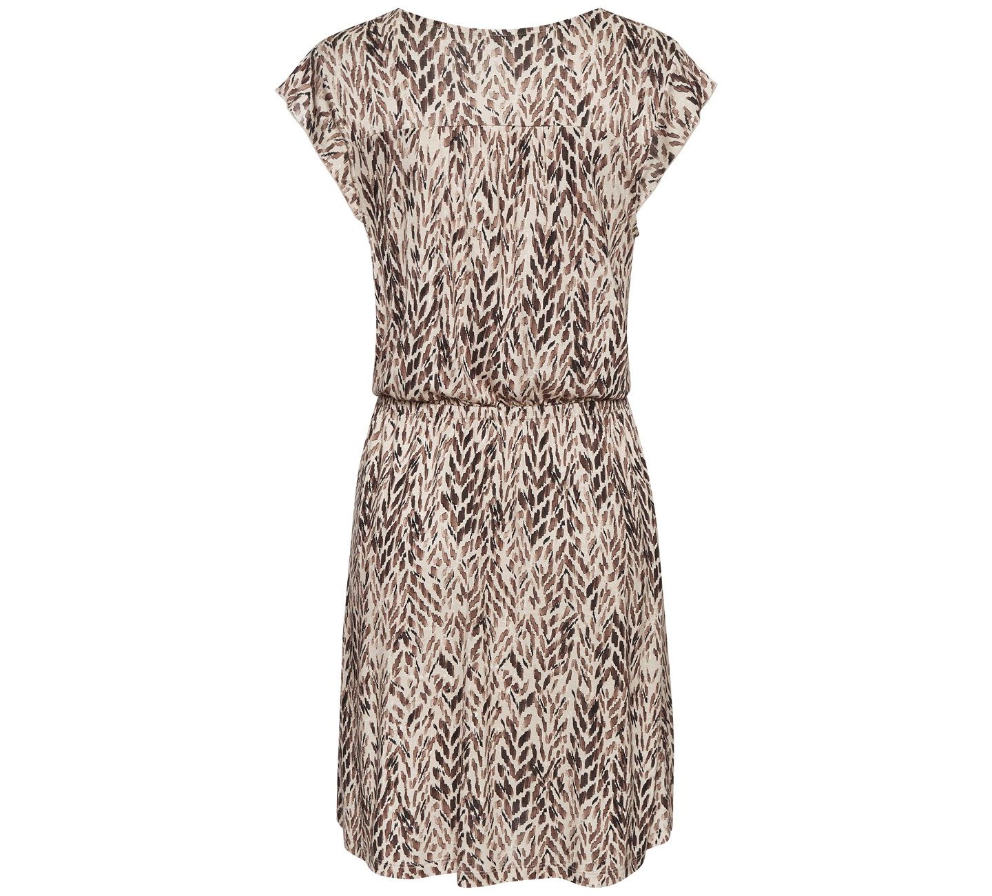 Женское платье LASCANA Viscose Printed Short Sleeve A-Line V-Neck Ruched Short, цвет: Коричневый с принтом — фото 5