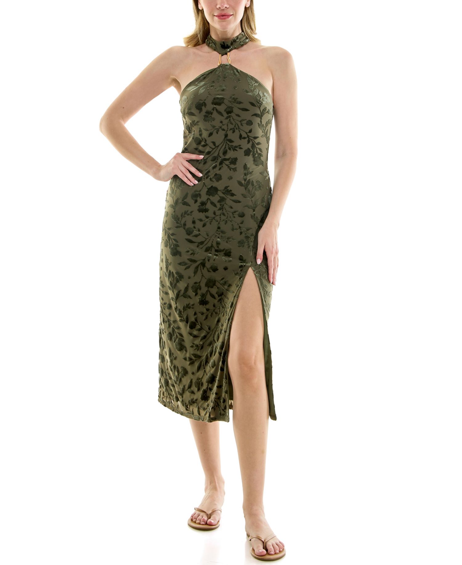 Juniors' Halter Neck Midi Dress