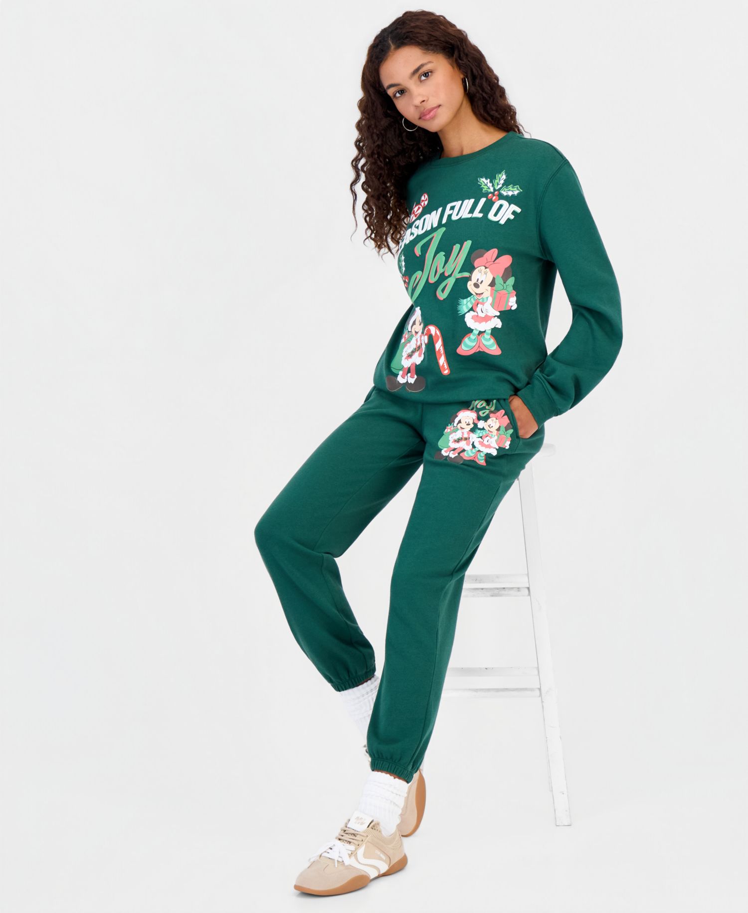 Juniors' Mickey Xmas Holiday Fleece Joggers