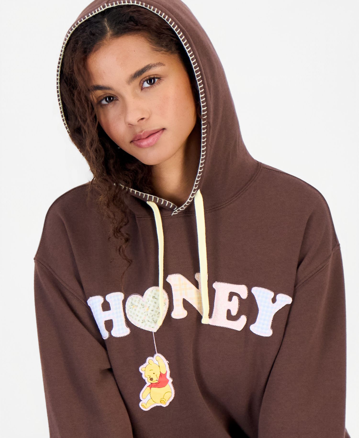 Juniors' Pooh Whipstitch Fleece Pullover Hoodie