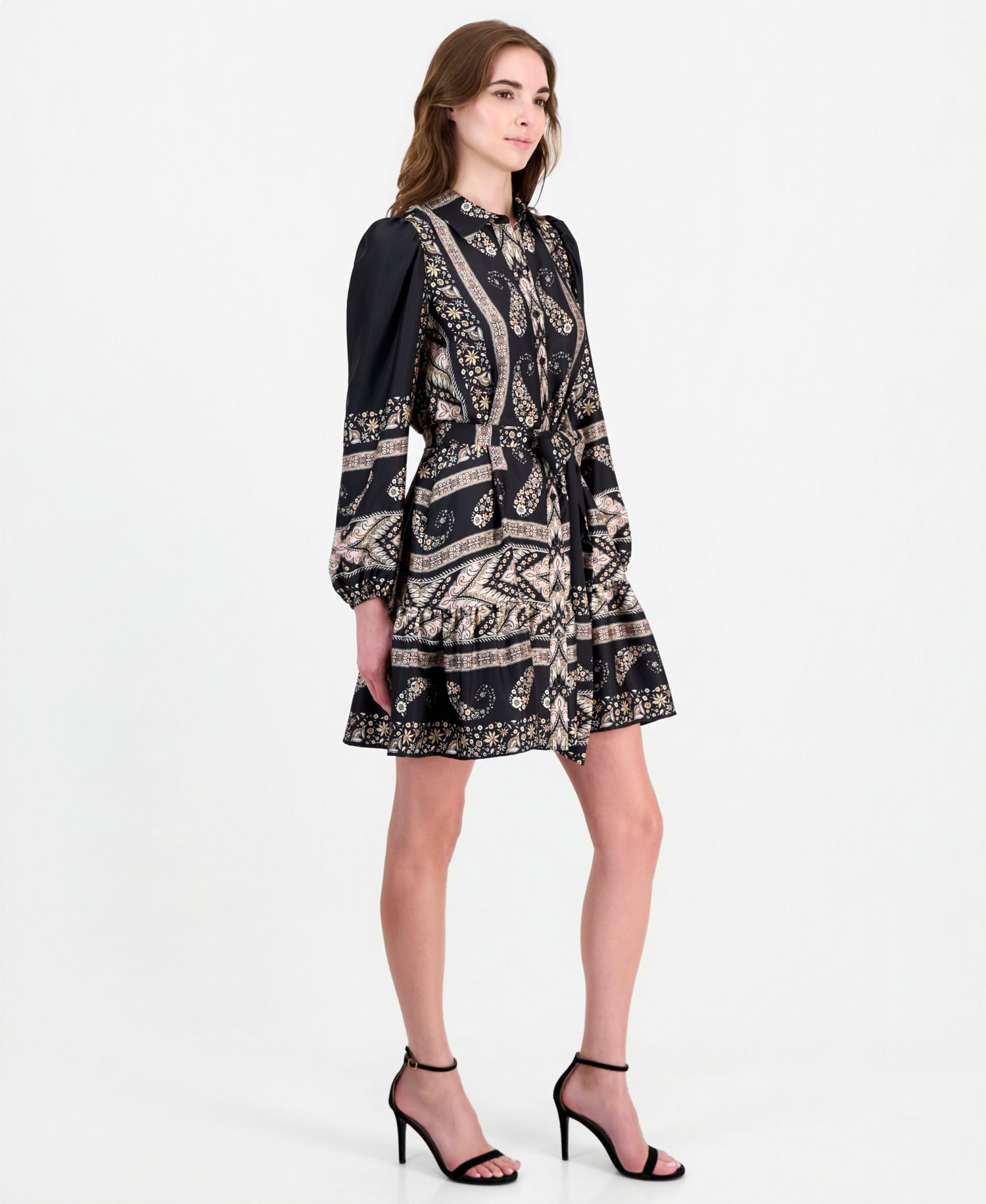 Women's Long Sleeve Tiered Shirt Dress