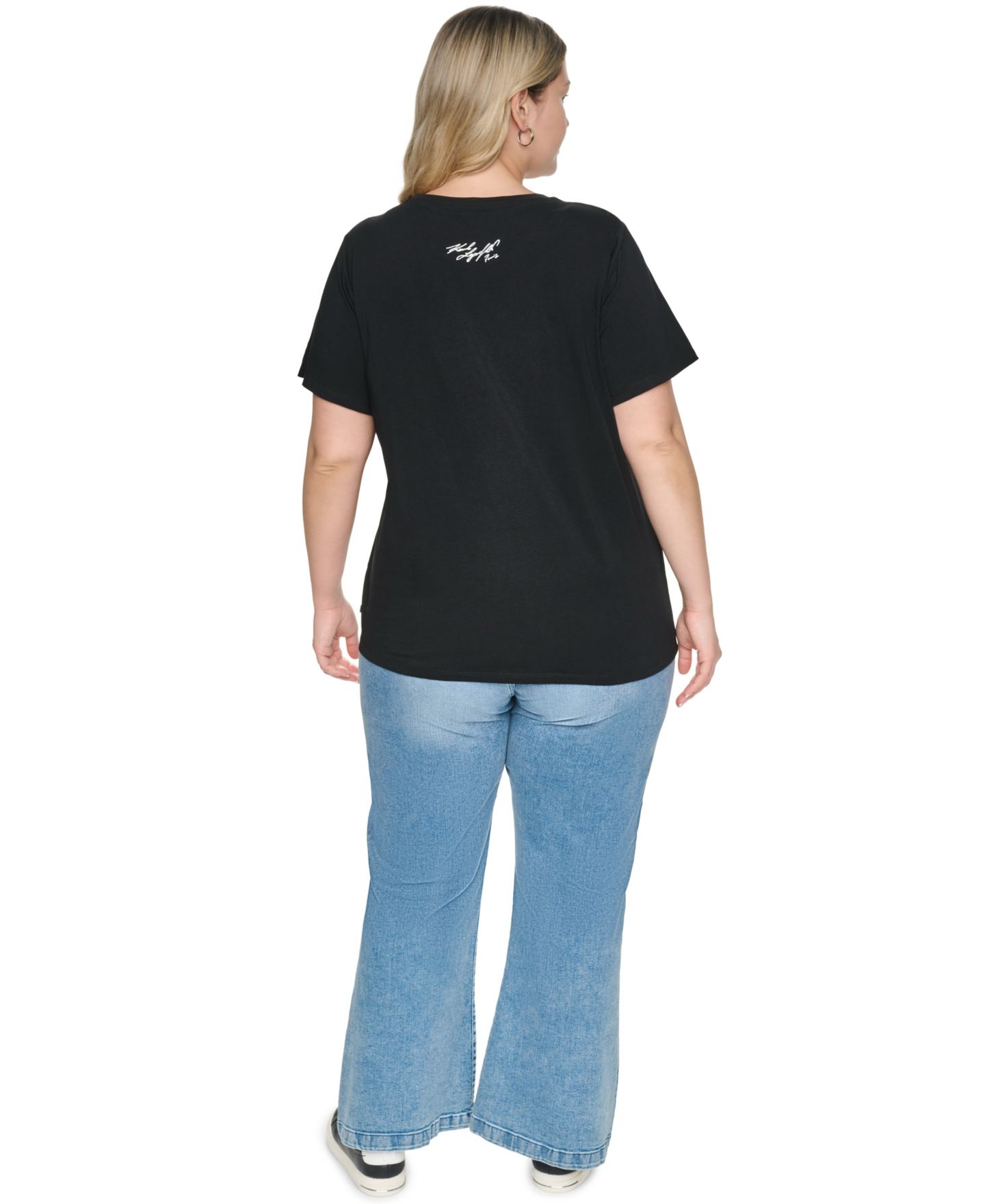 Женская футболка KARL LAGERFELD PARIS Plus Size Short-Sleeve T-Shirt, цвет: Чёрный — фото 5