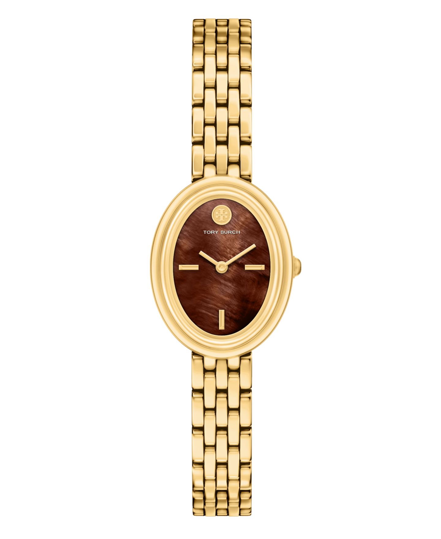 Женские часы Tory Burch Oval Gold-Tone Stainless Steel Watch 22mm — фото 1