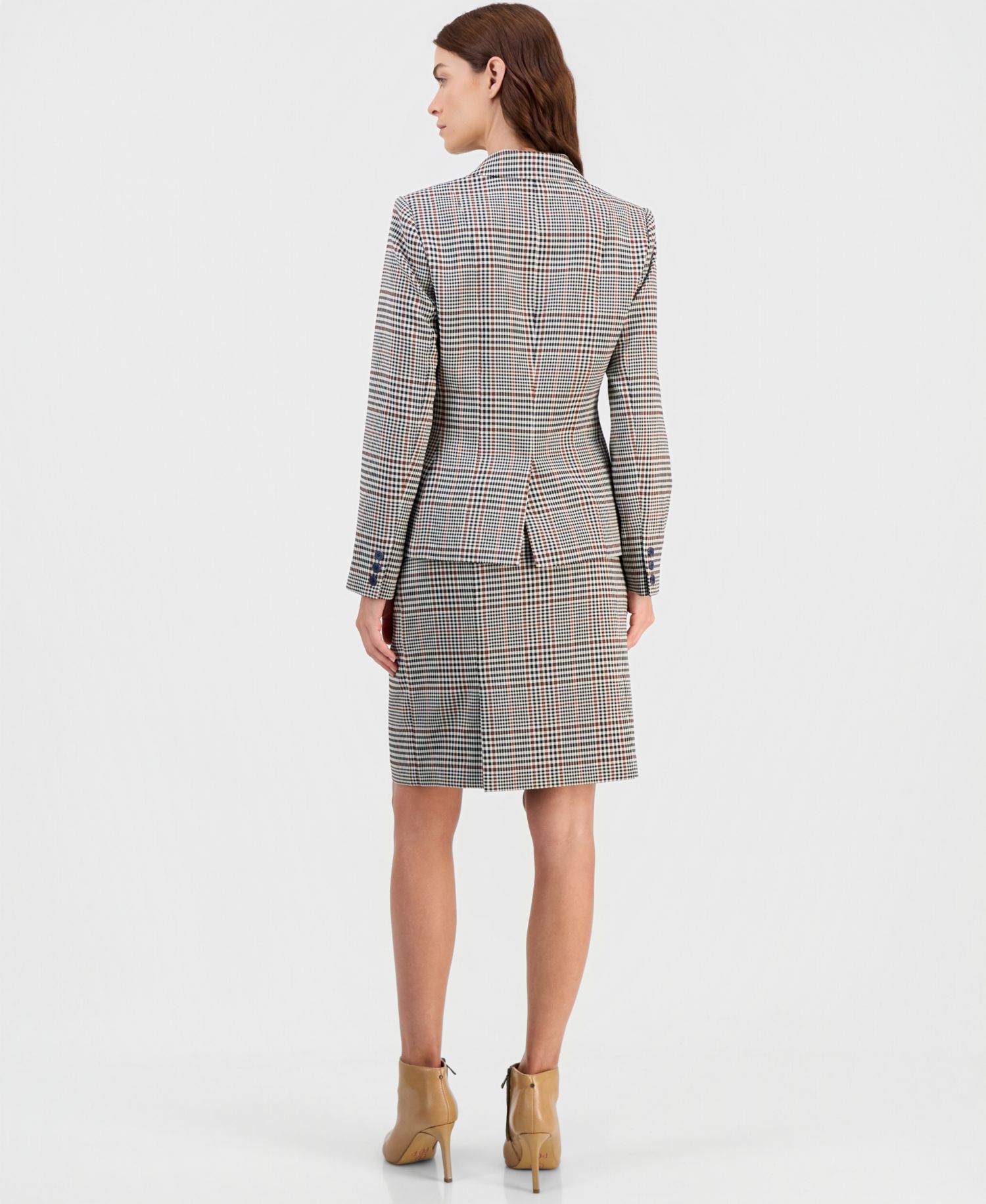 Single-Button Blazer & Pencil Skirt