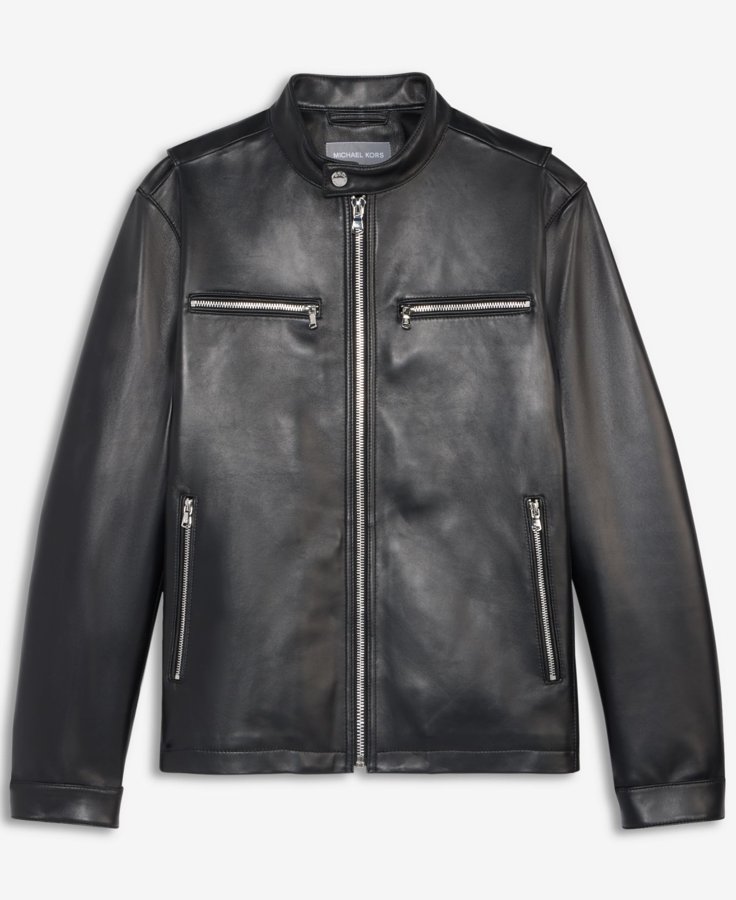 Мужская куртка Michael Kors Genuine Leather Double-Zip Moto, цвет: Чёрный — фото 6
