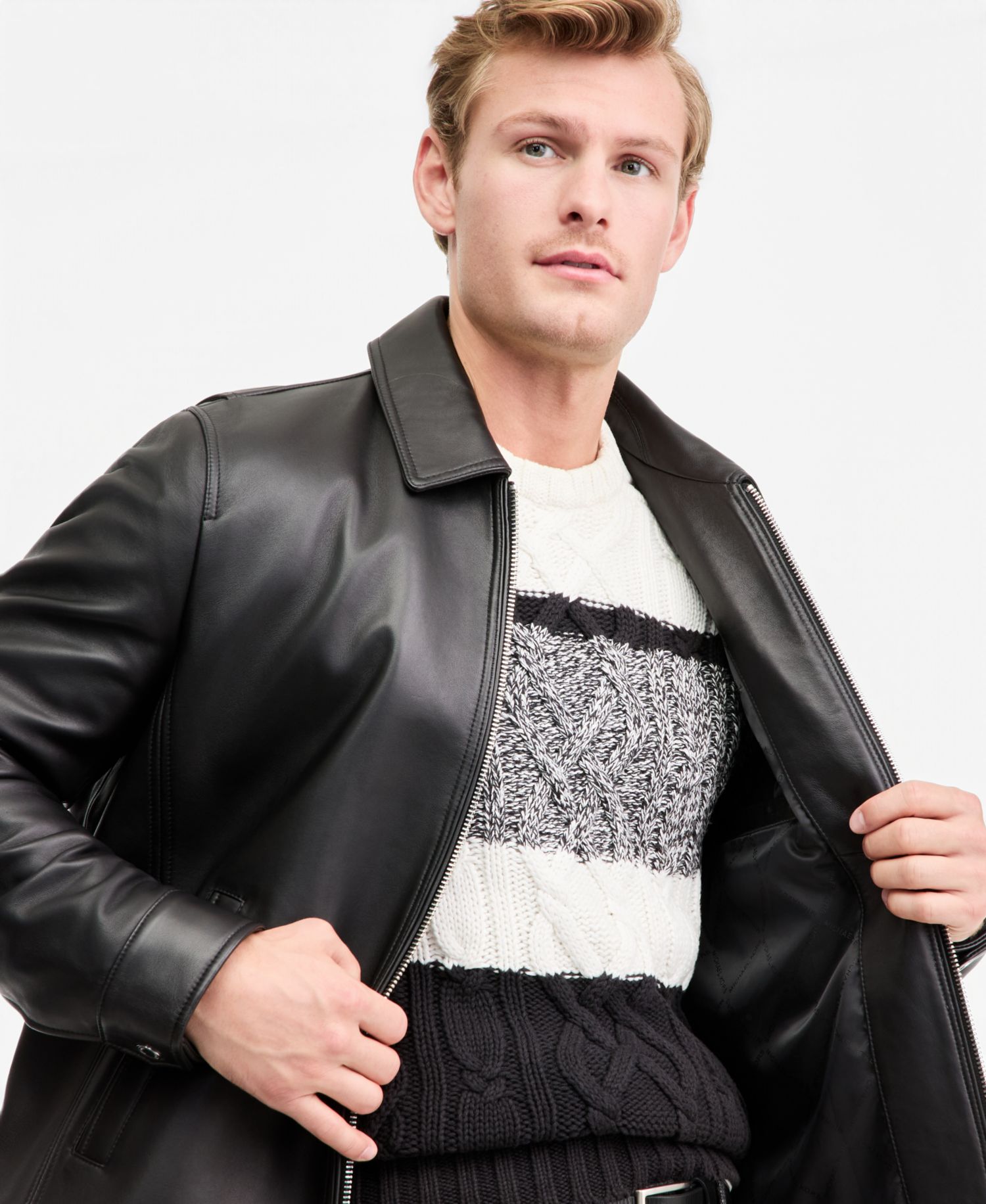 Men's Genuine Leather Shirt Collar Jacket