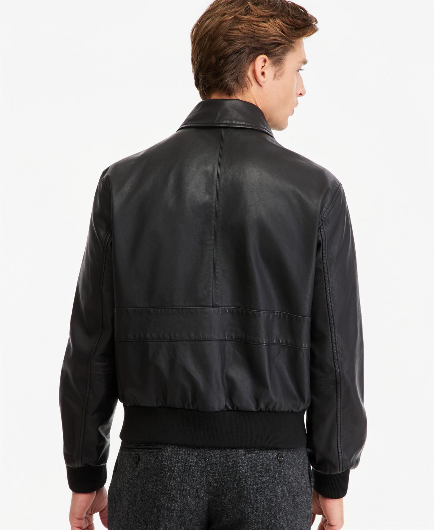Мужская куртка Ted by Ted Baker Teddy Genuine Leather Bomber, цвет: Чёрный — фото 5
