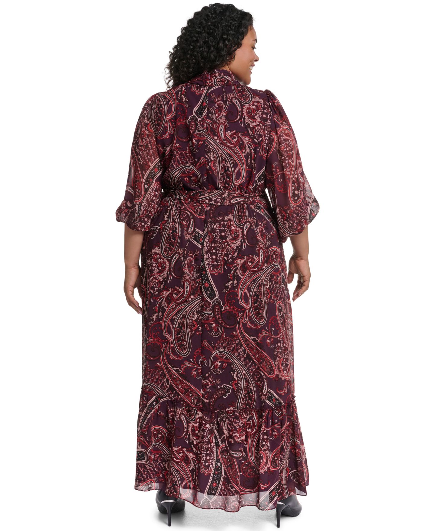 Женское платье Eliza J Plus Mock Neck Tiered Maxi, цвет: Redblackmulti — фото 4