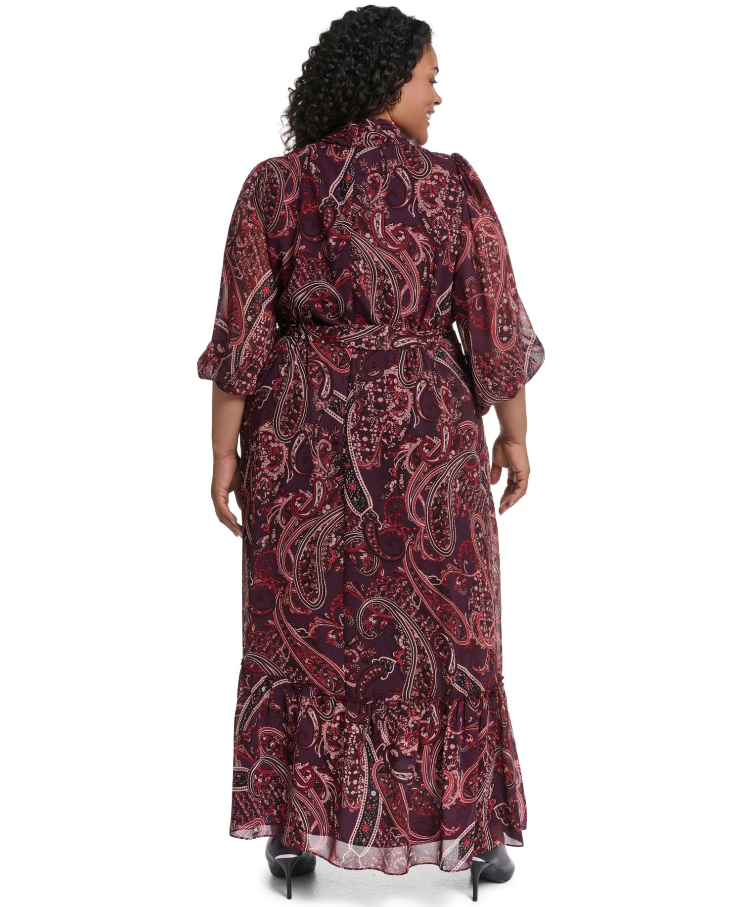 Plus Mock Neck Tiered Maxi Dress