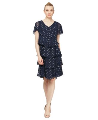 Polka-Dot Tiered Shift Dress