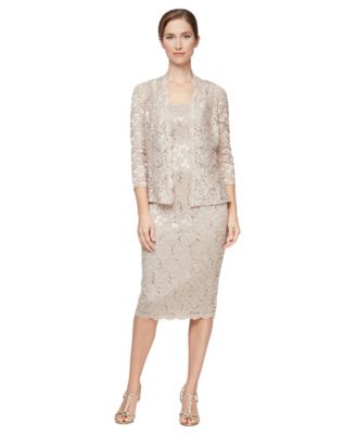 Women's 2-Pc. Lace Jacket & Midi Dress Set