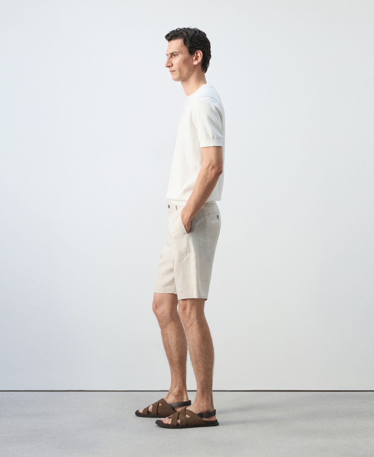 Men's Slim-Fit Linen 9.84" Bermuda Shorts