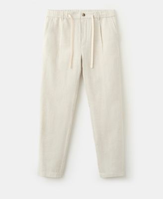 Men's Slim-Fit Cropped Cotton-Linen Pants