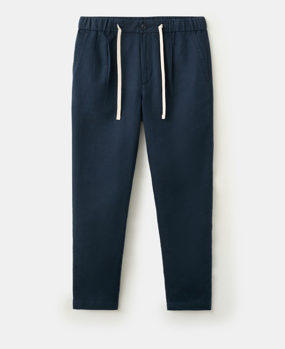 Mango Men's Slim-fit Cropped Cotton-linen Pants In Navy