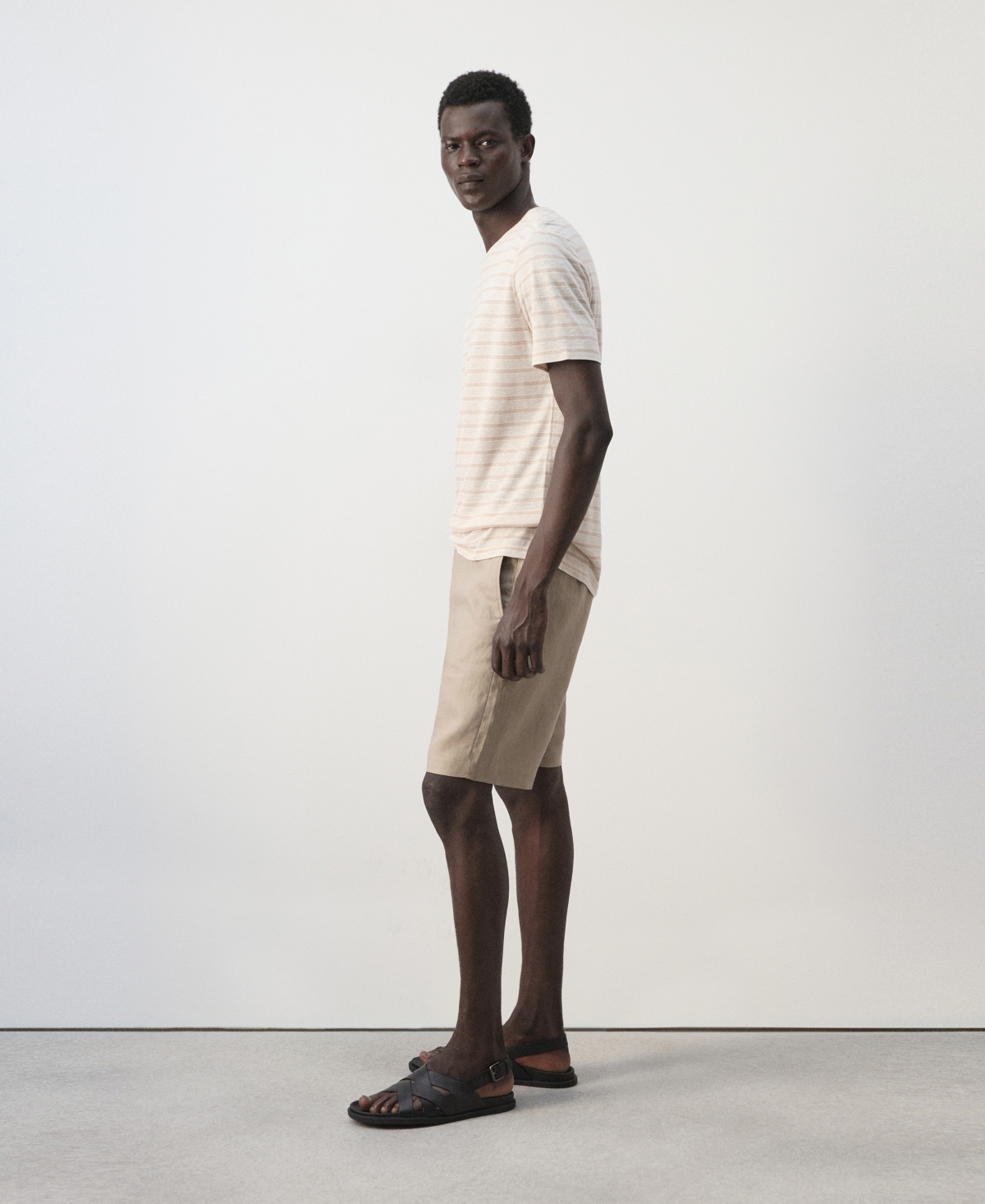 Mango Men's Striped Linen T-Shirt