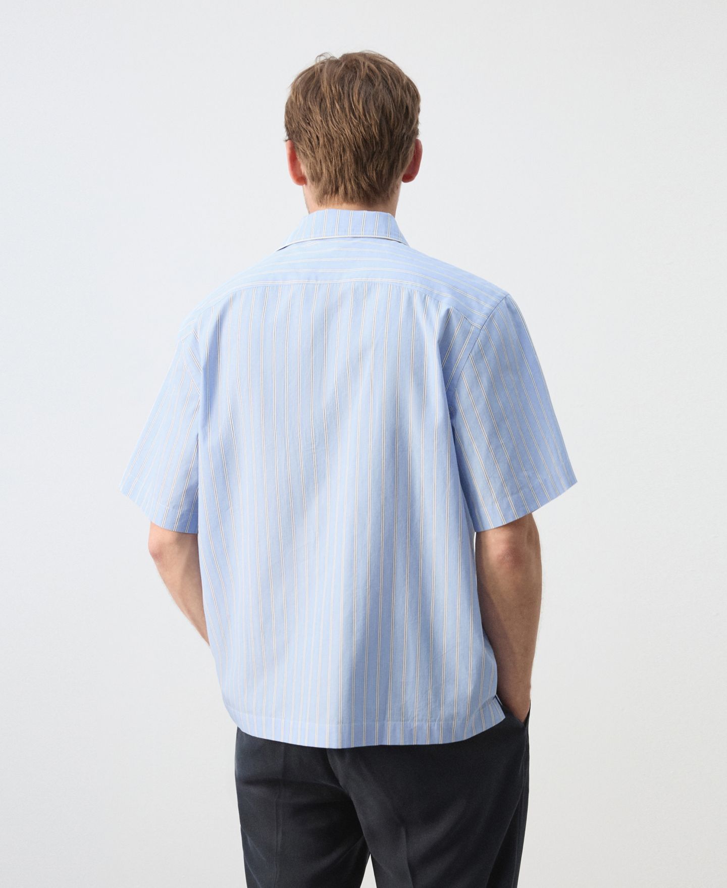 Мужская рубашка Mango Cotton Striped, цвет: Небесно-голубой — фото 2