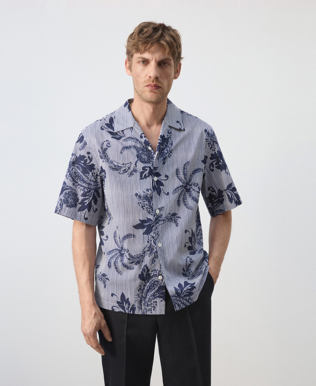 Mango Men's Cotton Printed Shirt