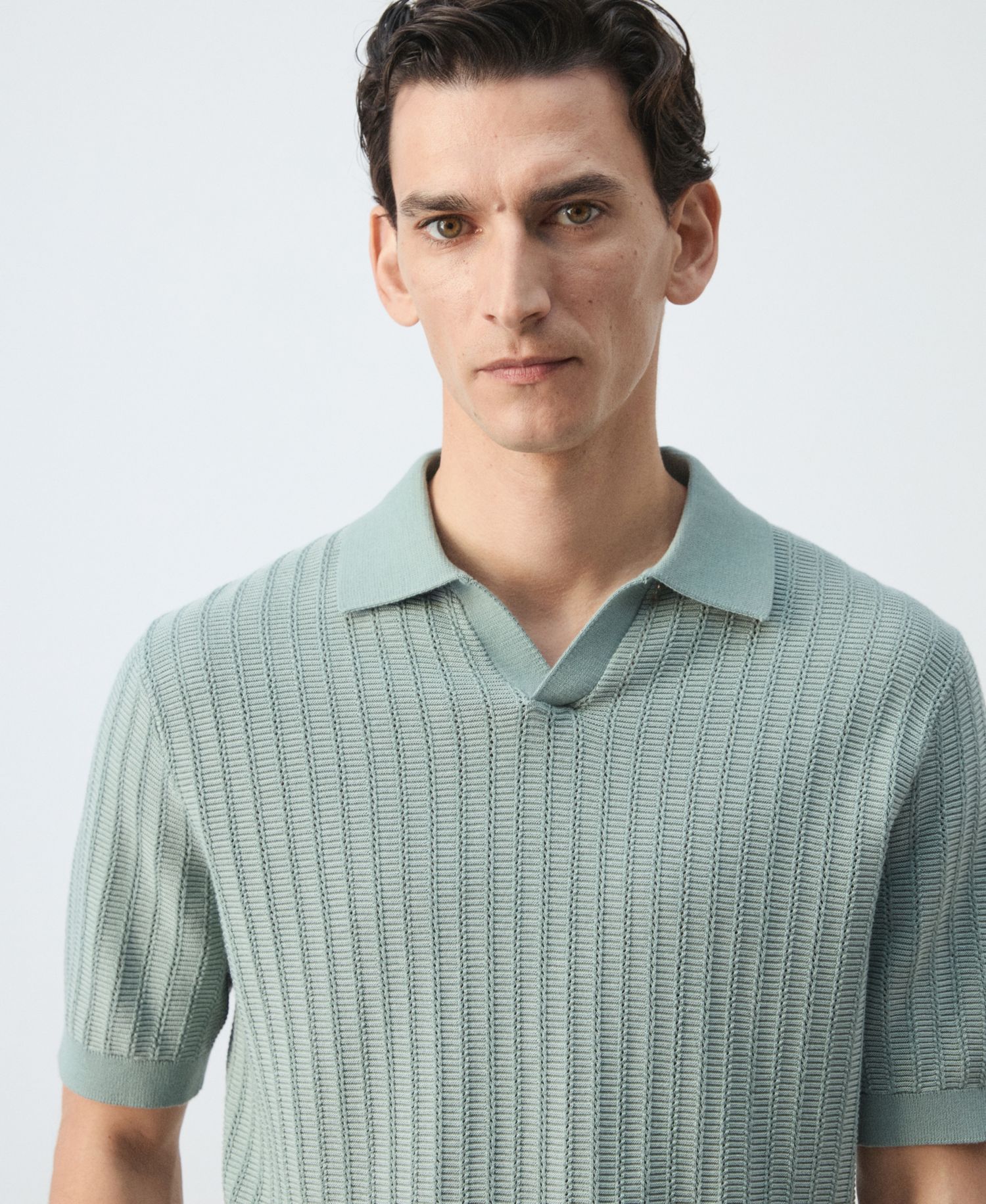 Men's Structured Cotton Knit Polo Shirt