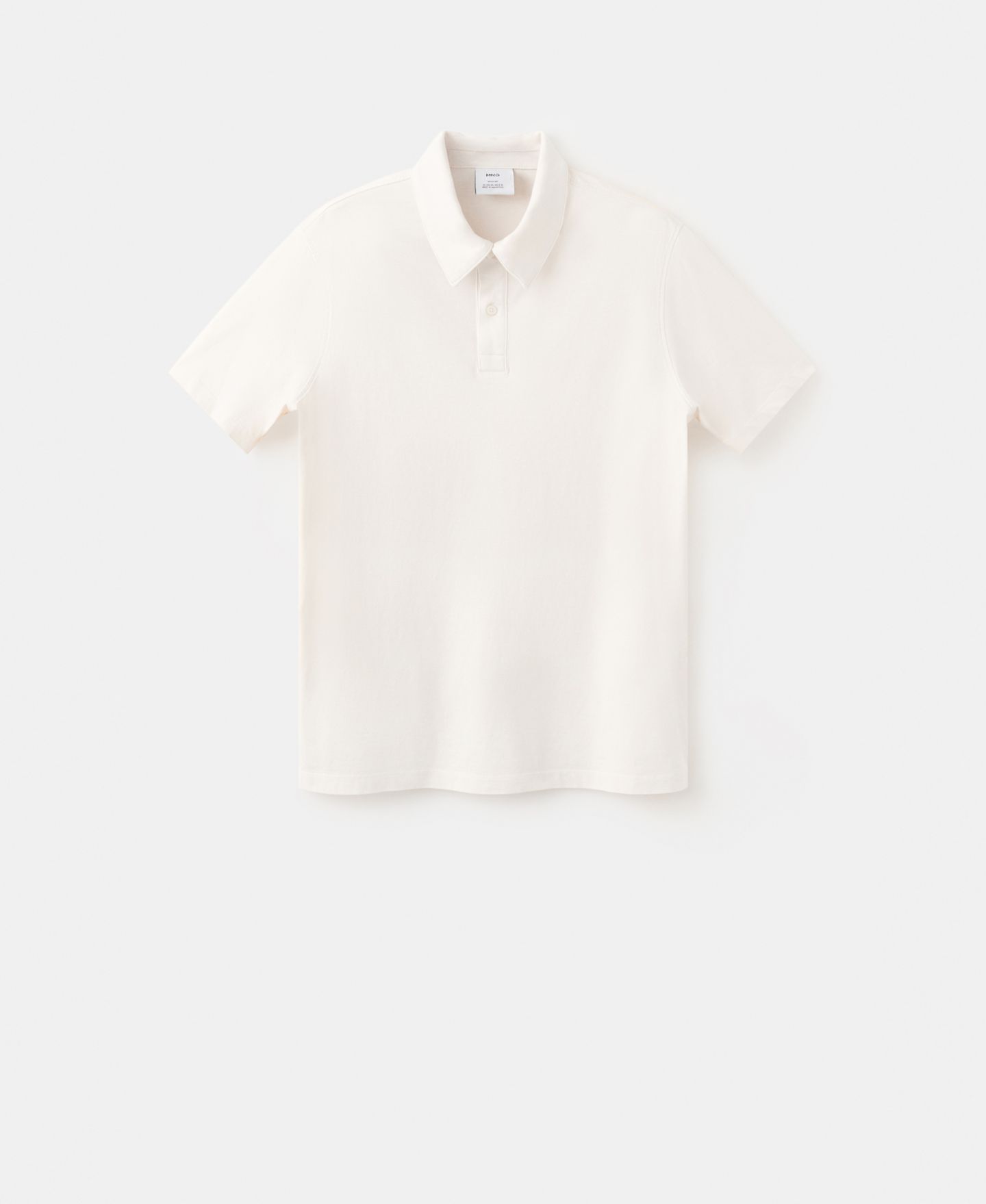 Мужское поло MANGO Cotton Fine-Knit Polo Shirt, цвет: Экрю — фото 6
