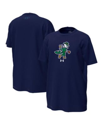 Big Boys and Girls Navy Notre Dame Fighting Irish Golfing Leprechaun Tech Stretch Performance T-Shirt