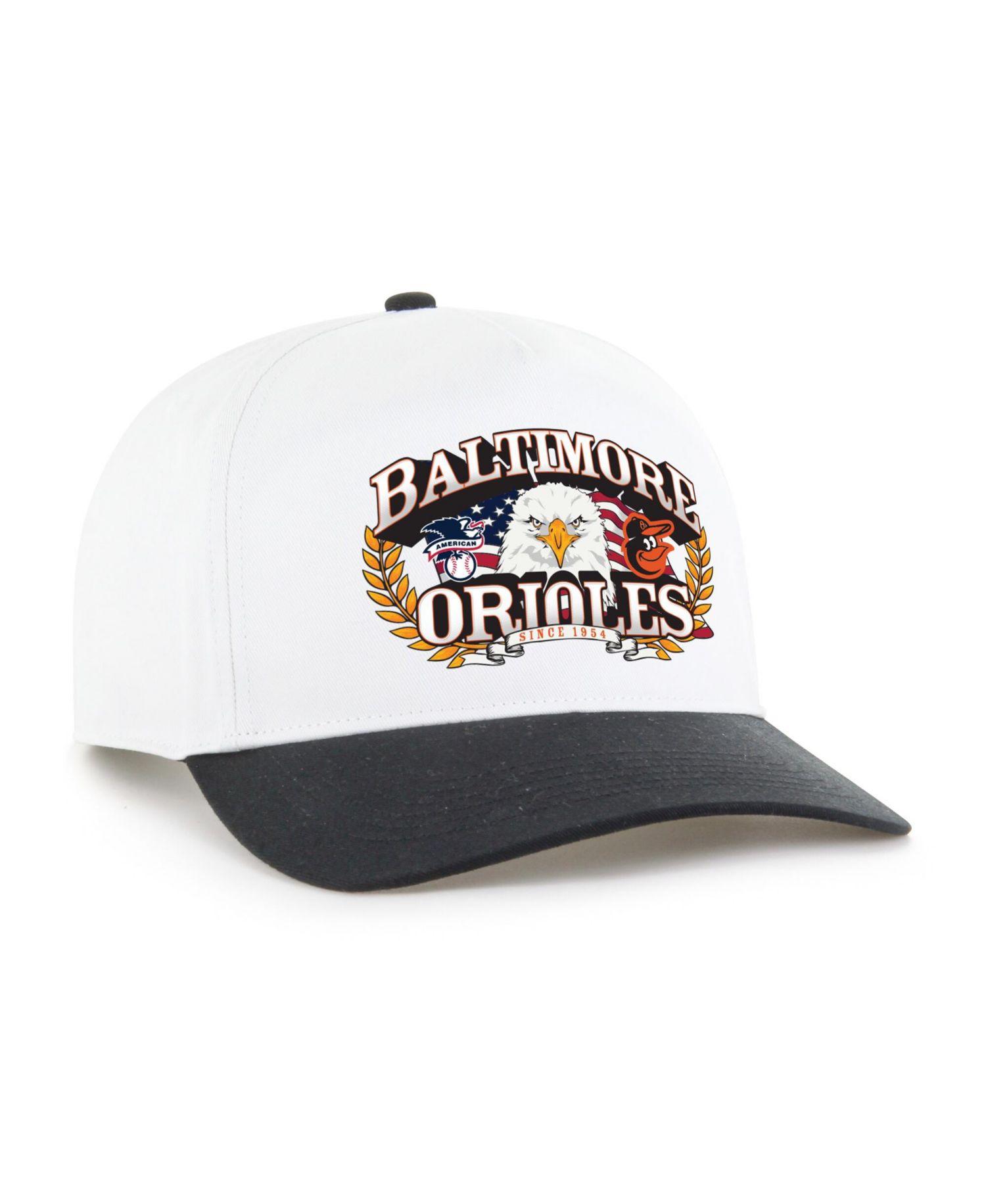 Men's White/Black Baltimore Orioles Americana Eagle Hitch Adjustable Hat