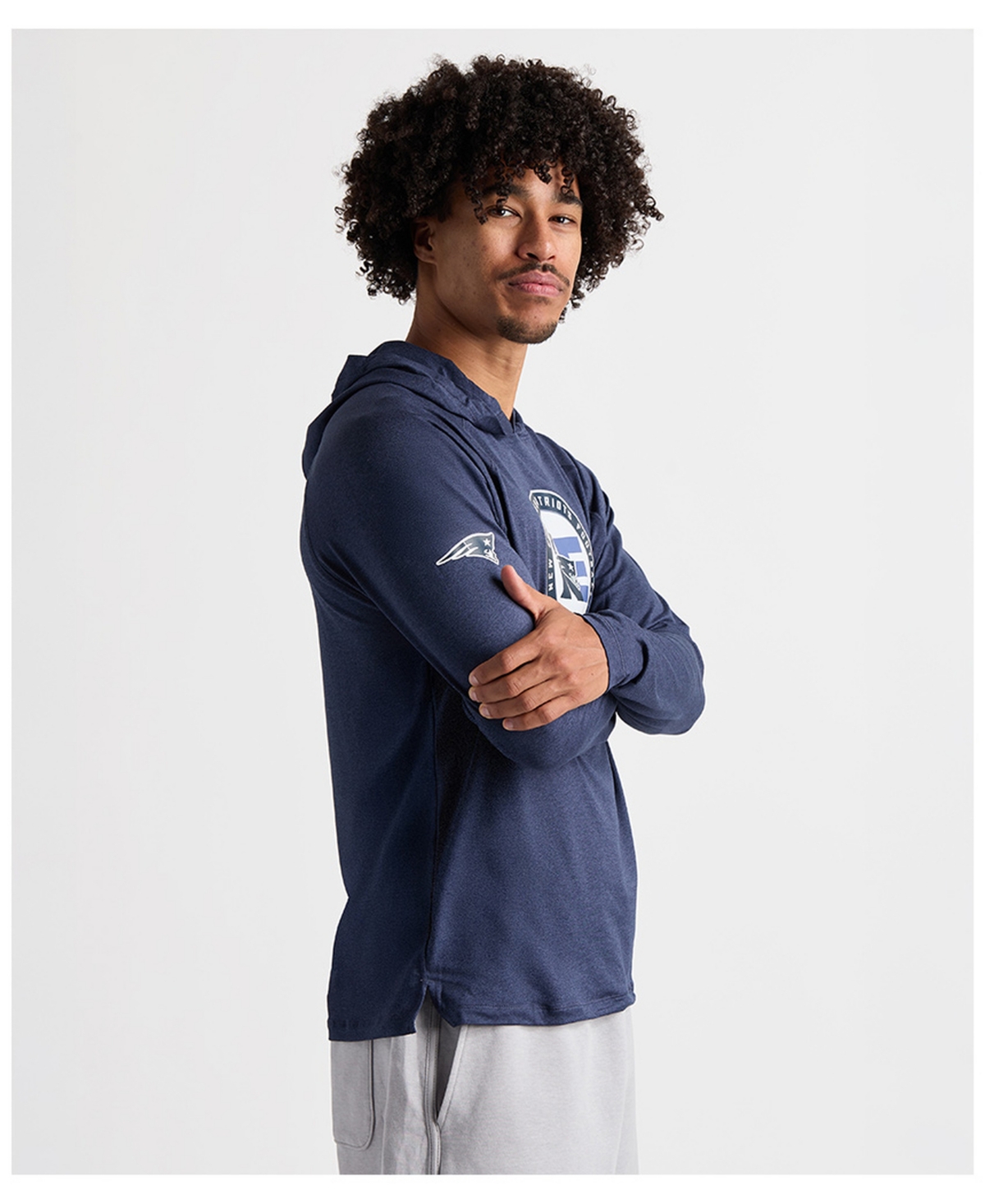 Charles River Apparel Men's x New England Patriots Navy Cayak Hooded Long Sleeve T-Shirt