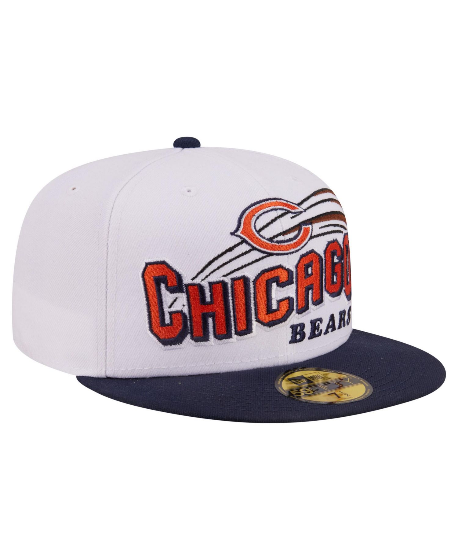 Men's White/Navy Chicago Bears Retro Swoop 59FIFTY Fitted Hat
