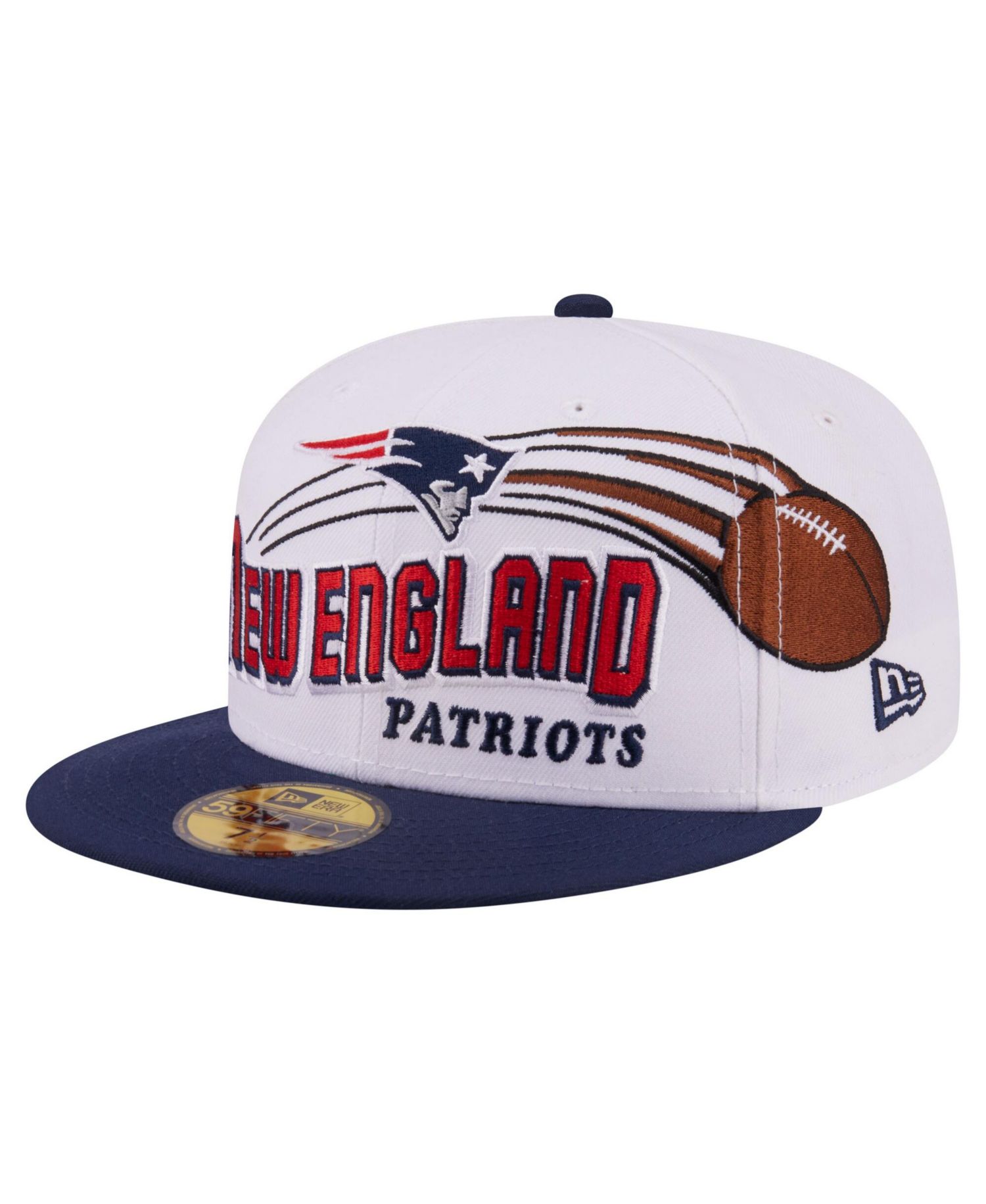 Men's White/Navy New England Patriots Retro Swoop 59FIFTY Fitted Hat