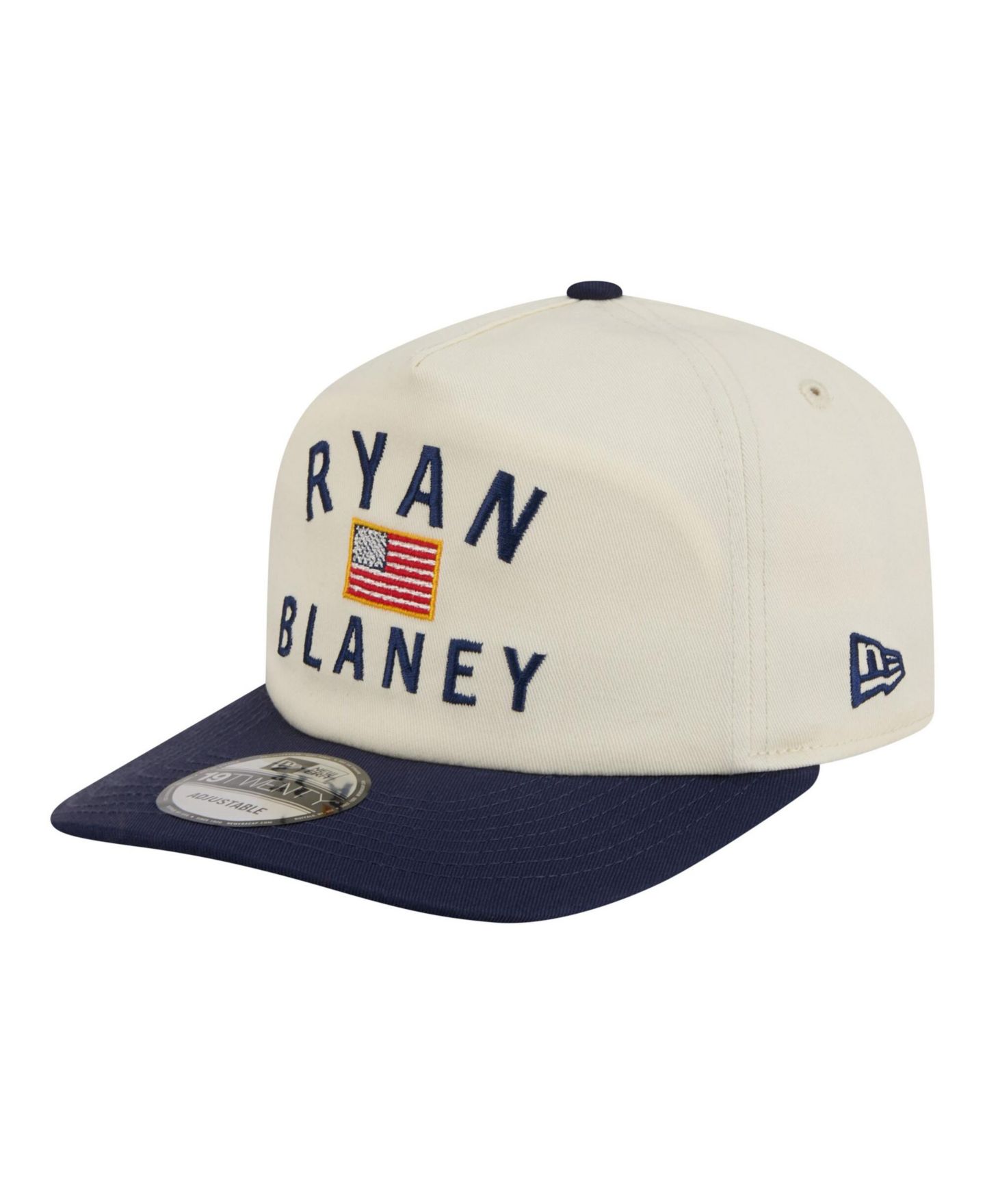 Мужская кепка New Era Cream/Navy Ryan Blaney Flag 19TWENTY Adjustable Hat — фото 4