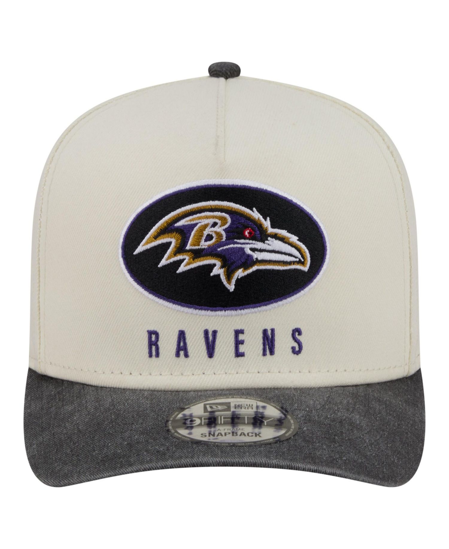 Men's Cream/Black Baltimore Ravens Washed A-Frame 9FIFTY Snapback Hat