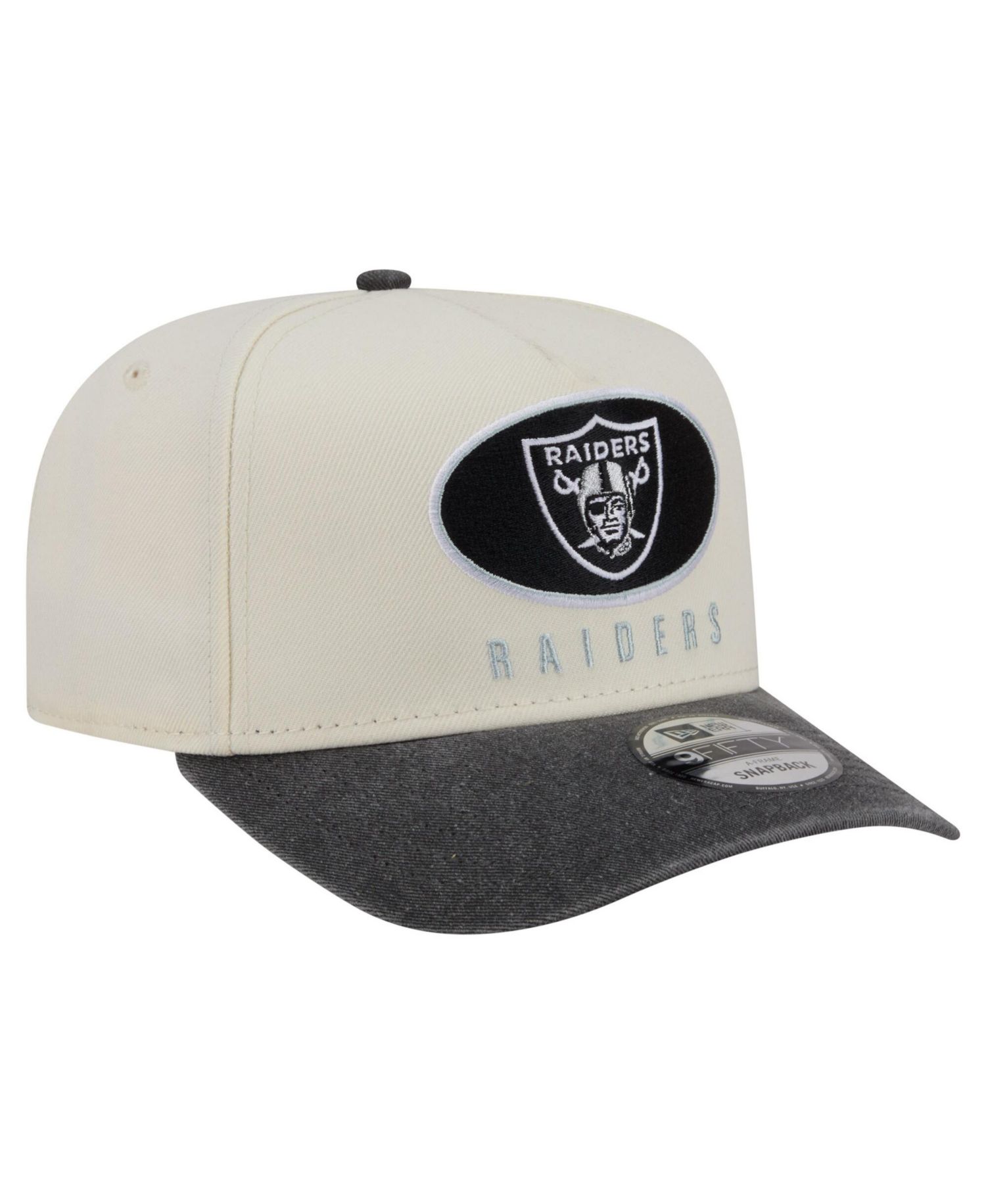 Men's Cream/Black Las Vegas Raiders Washed A-Frame 9FIFTY Snapback Hat