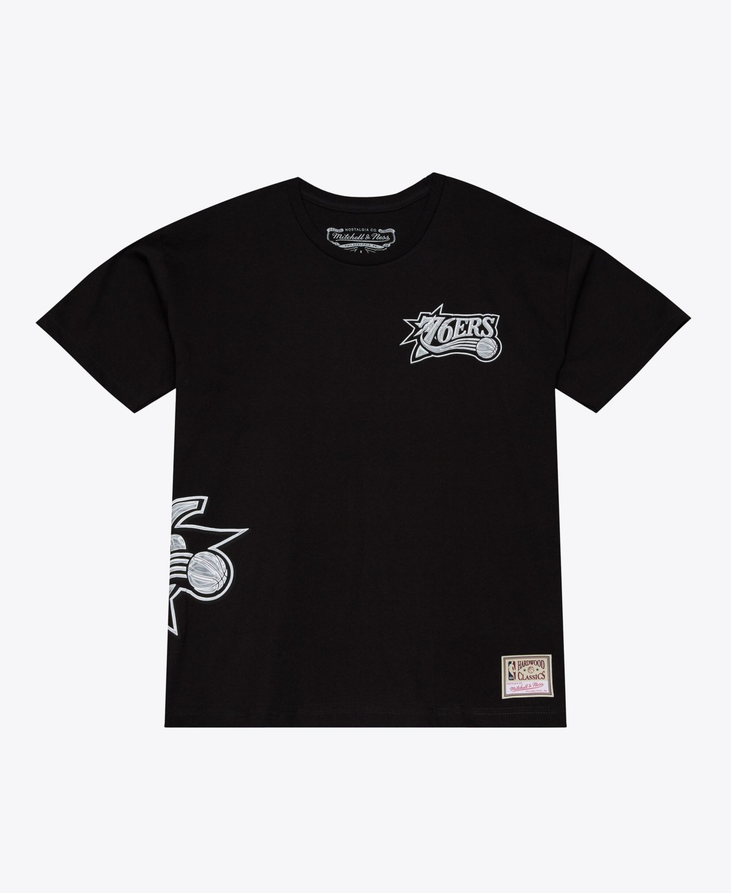 Men's Black Philadelphia 76ers Chrome Heritage T-Shirt