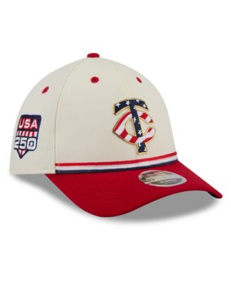 Men's Cream/Red Minnesota Twins USA 250 Fourth of July 39THIRTY M-Crown Flex Hat