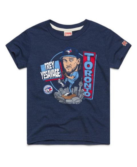 Детская футболка Homage Trey Yesavage Navy Toronto Blue Jays Caricature Tri-Blend