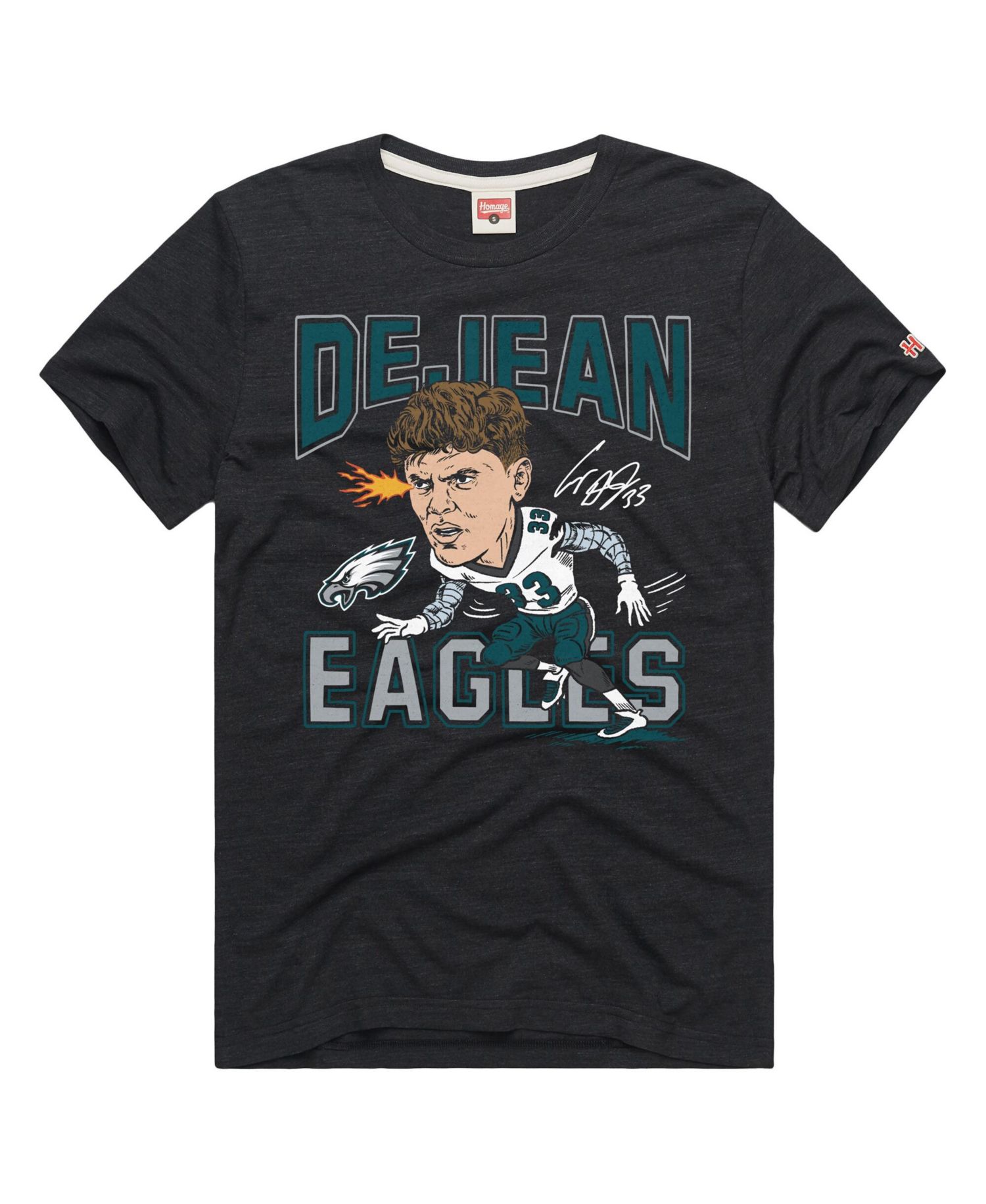 Men's and Women's Cooper DeJean Charcoal Philadelphia Eagles Caricature Player Graphic Tri-Blend T-Shirt