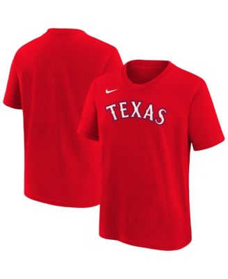 Big Boys and Girls Red Texas Rangers Wordmark T-Shirt