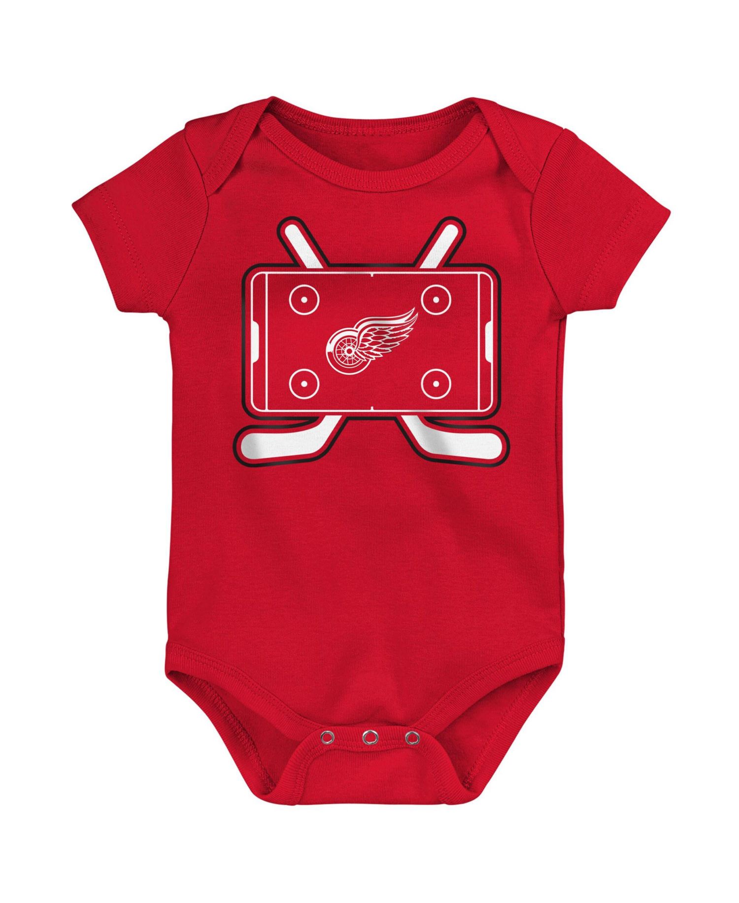 Baby Boys and Girls 3- Pack Detroit Red Wings Littlest Player Bodysuit Set