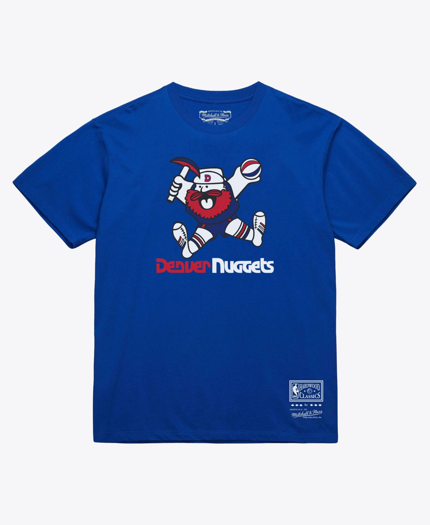 Men's and Women's Royal Denver Nuggets Hardwood Classics Arch T-Shirt